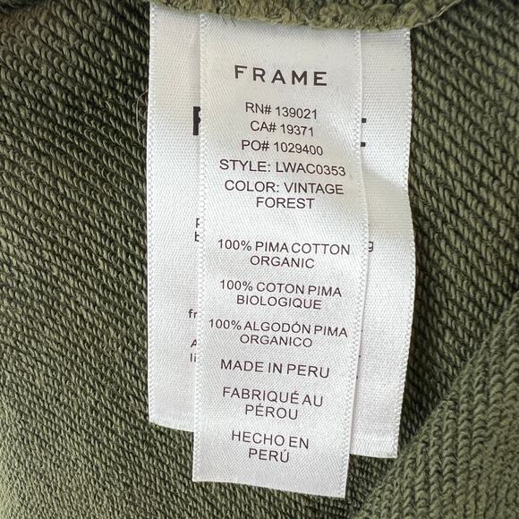 FRAME Cropped Easy Hooded Sweatshirt Vintage Forest Green Pima Cotton Size M - Picture 8 of 10